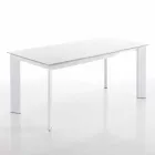Eettafel met gehard glas top geschilderd bianco Zeno Viadurini