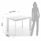 Eettafel met gehard glas top geschilderd bianco Zeno Viadurini