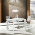 Eettafel met gehard glas top geschilderd bianco Zeno