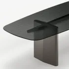 Opalia eettafel van 320 cm, glas en metaal, gemaakt in Italië. Viadurini
