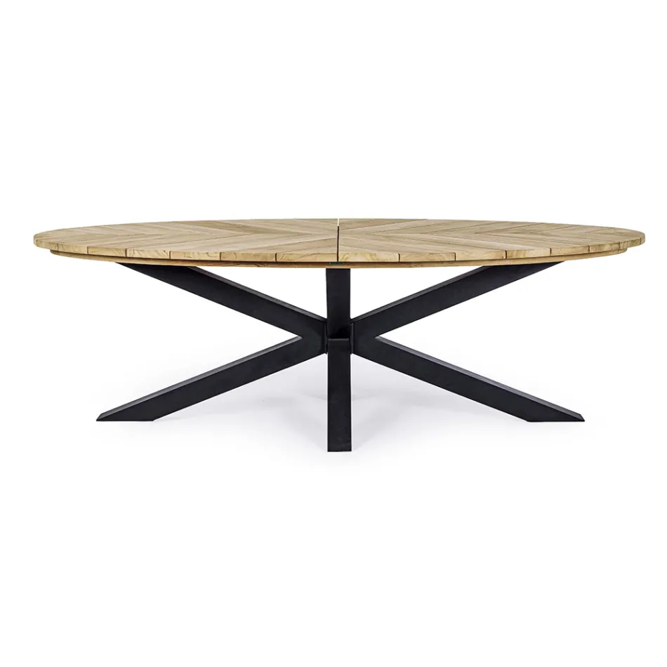 Buiteneettafel met ovaal teakblad, Homemotion - Selenia Viadurini