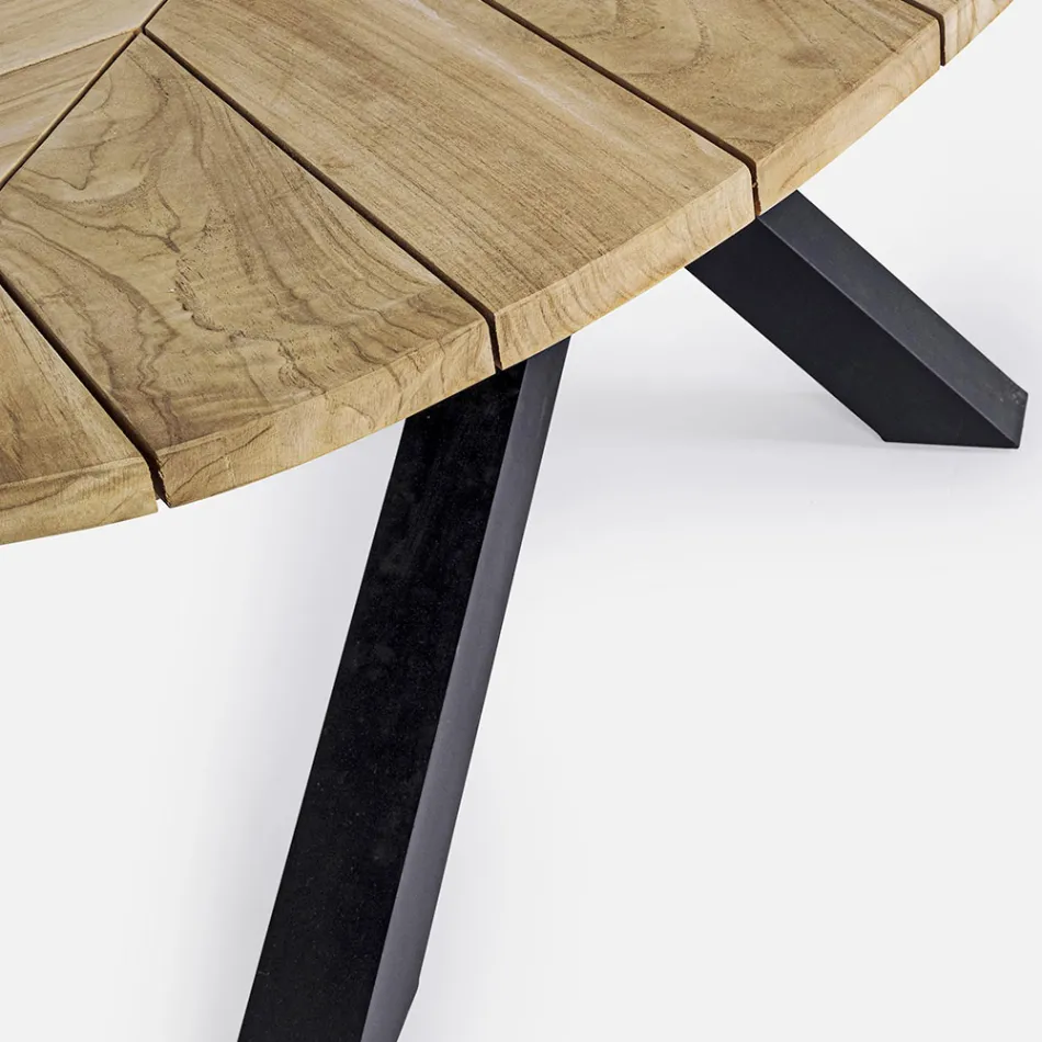 Buiteneettafel met ovaal teakblad, Homemotion - Selenia Viadurini