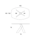 Woonkamer Eettafel Glazen blad en houten poten - Botanisch Viadurini