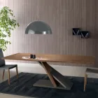 Design eettafel in metalen blad in Canaletto walnoot - Zorato Wood Viadurini