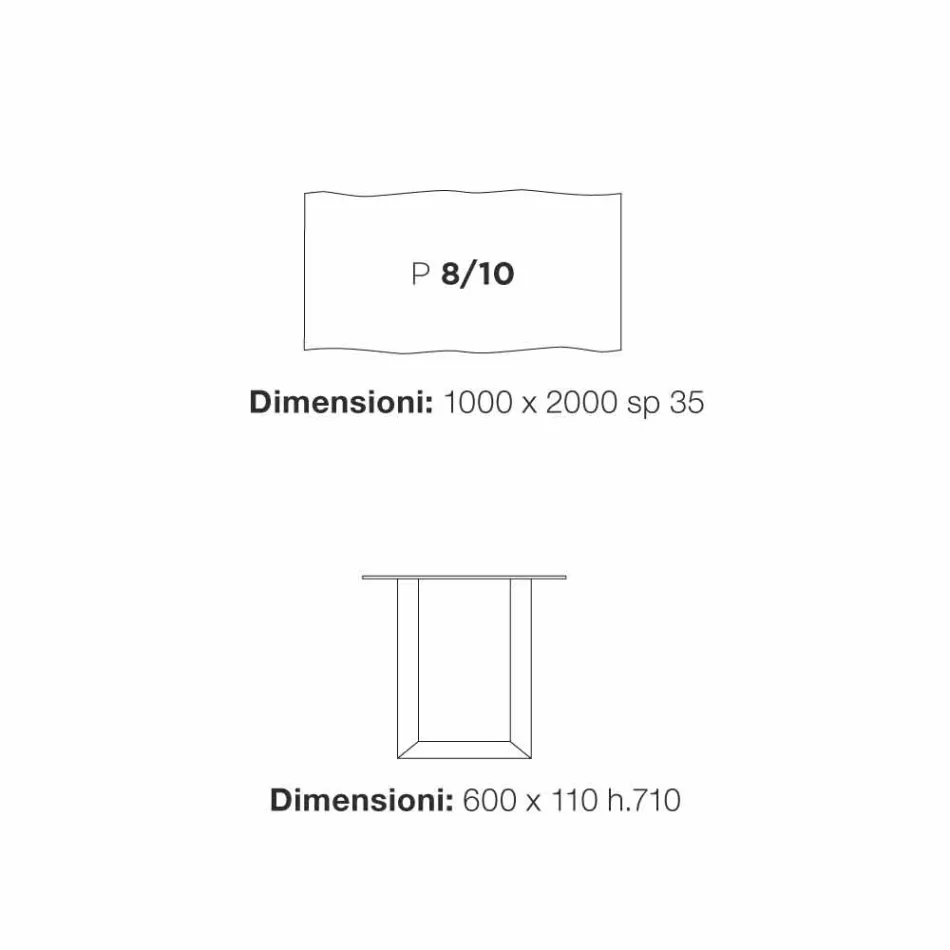 Eettafel modern design 100x200 cm in hout en metaal Plant Viadurini