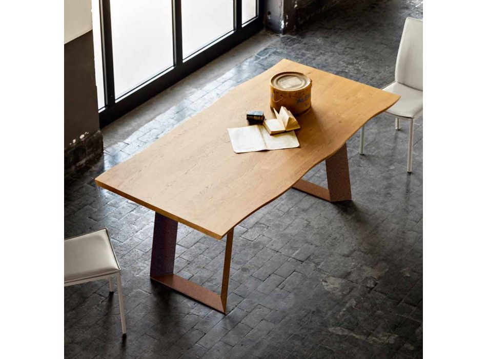 Eettafel modern design 100x200 cm in hout en metaal Plant Viadurini
