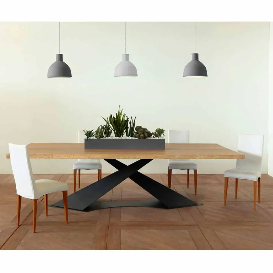 Moderne design eettafel met Elliot made in Italy eiken blad Viadurini