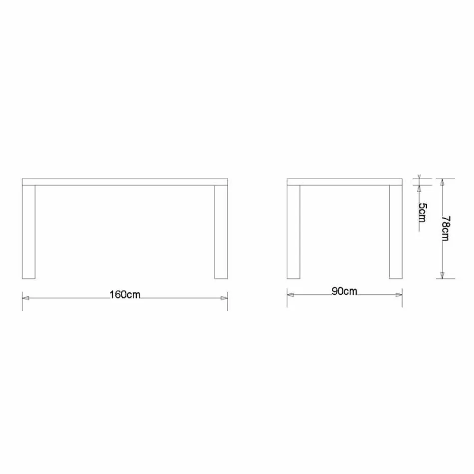 Modern design eettafel in massief eiken, L160xP90cm, Loran Viadurini