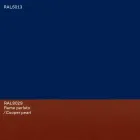 Moderne design ovale eettafel in blauw MDF en koper Made in Italy - Oku Viadurini