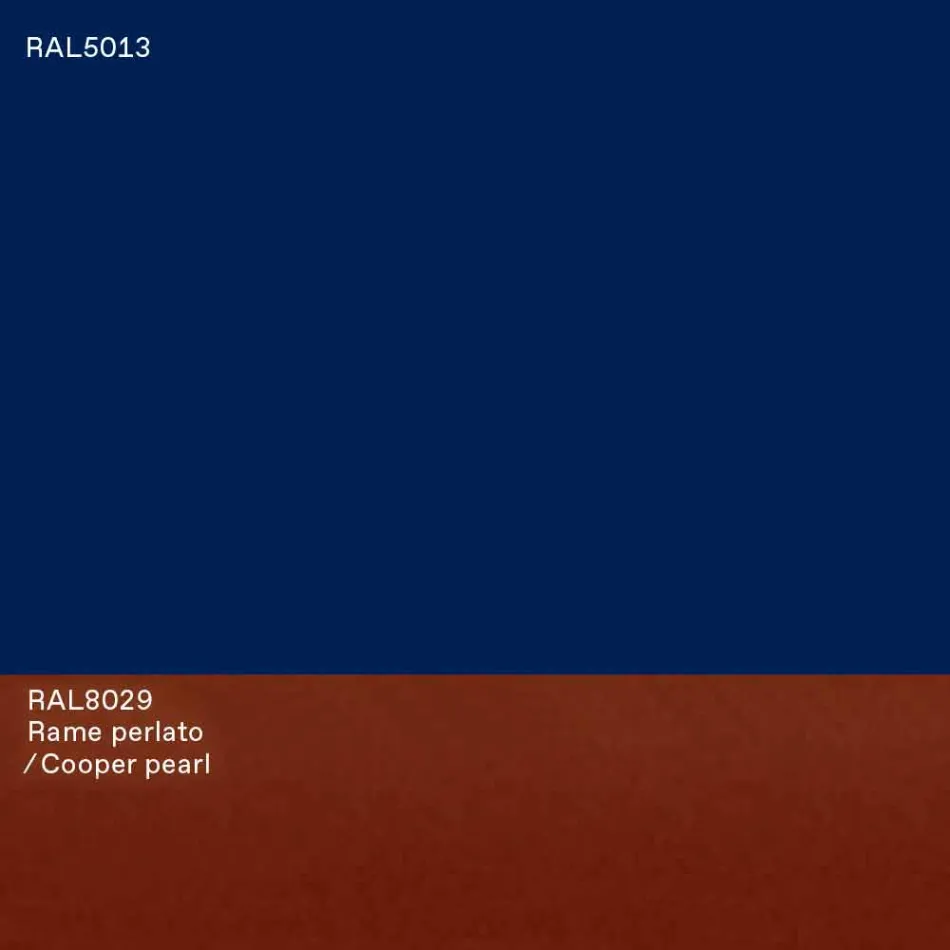 Moderne design ovale eettafel in blauw MDF en koper Made in Italy - Oku Viadurini