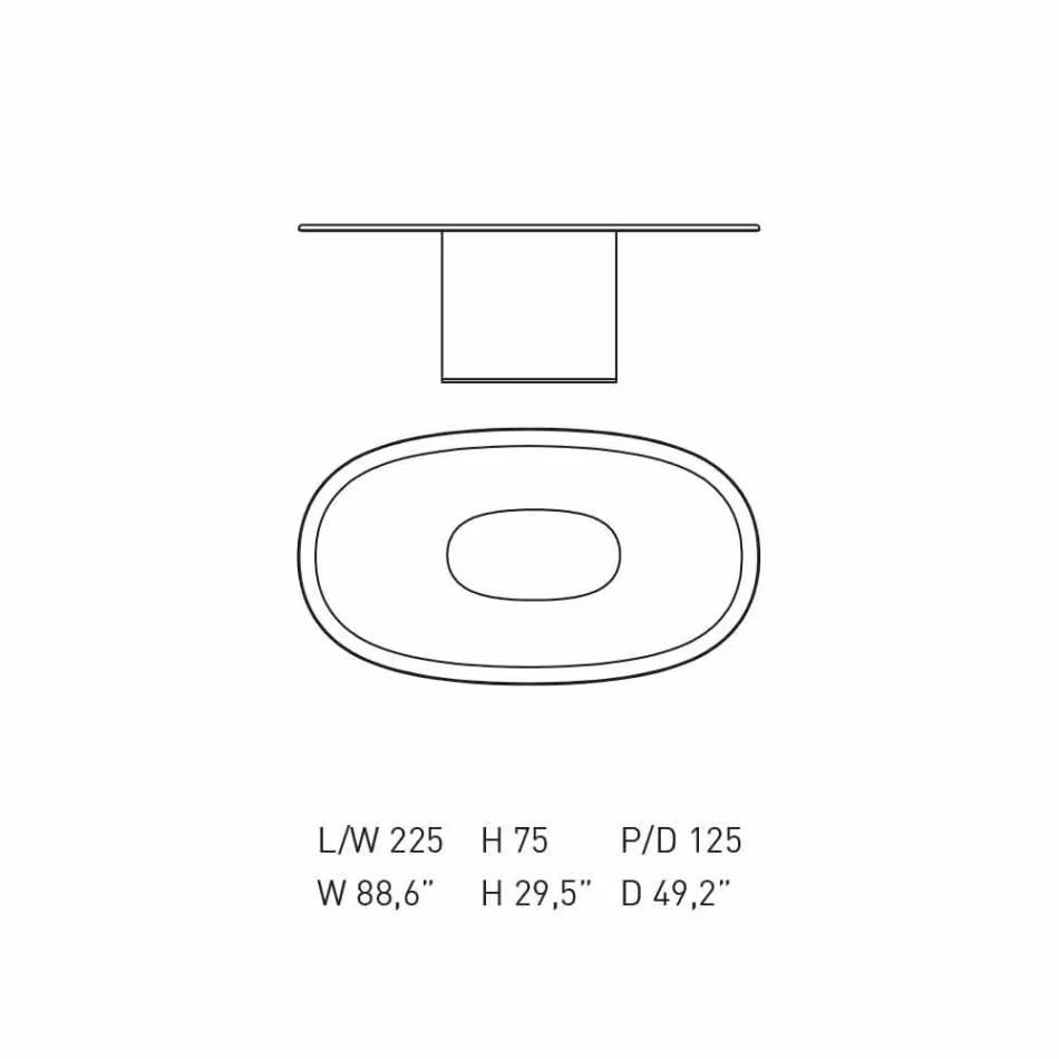 Moderne design ovale eettafel in blauw MDF en koper Made in Italy - Oku Viadurini
