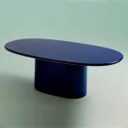 Moderne design ovale eettafel in blauw MDF en koper Made in Italy - Oku Viadurini