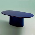 Moderne ovale design eettafel in blauw en koper MDF Made in Italy - Oku