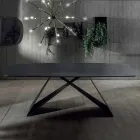 Design eettafel in keramiek met Portoro-effect en mat metaal - Falcon Viadurini