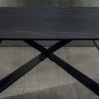 Design eettafel in keramiek met Portoro-effect en mat metaal - Falcon Viadurini