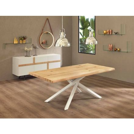 Design eettafel in hout en metaal Made in Italy - Skipper Viadurini