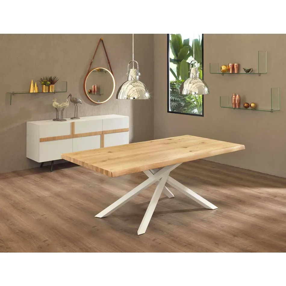 Design eettafel in hout en metaal Made in Italy - Skipper Viadurini