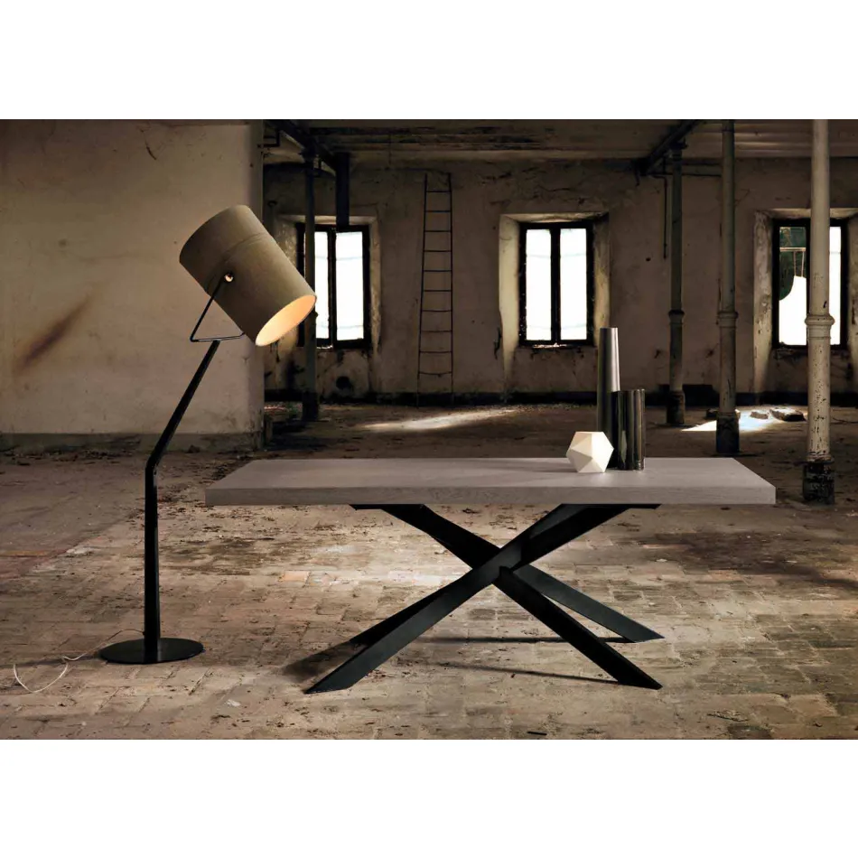 Design eettafel in eik en metaal gemaakt in Italië Oncino Viadurini