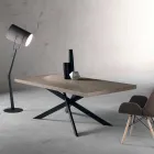 Design eettafel in eik en metaal gemaakt in Italië Oncino Viadurini