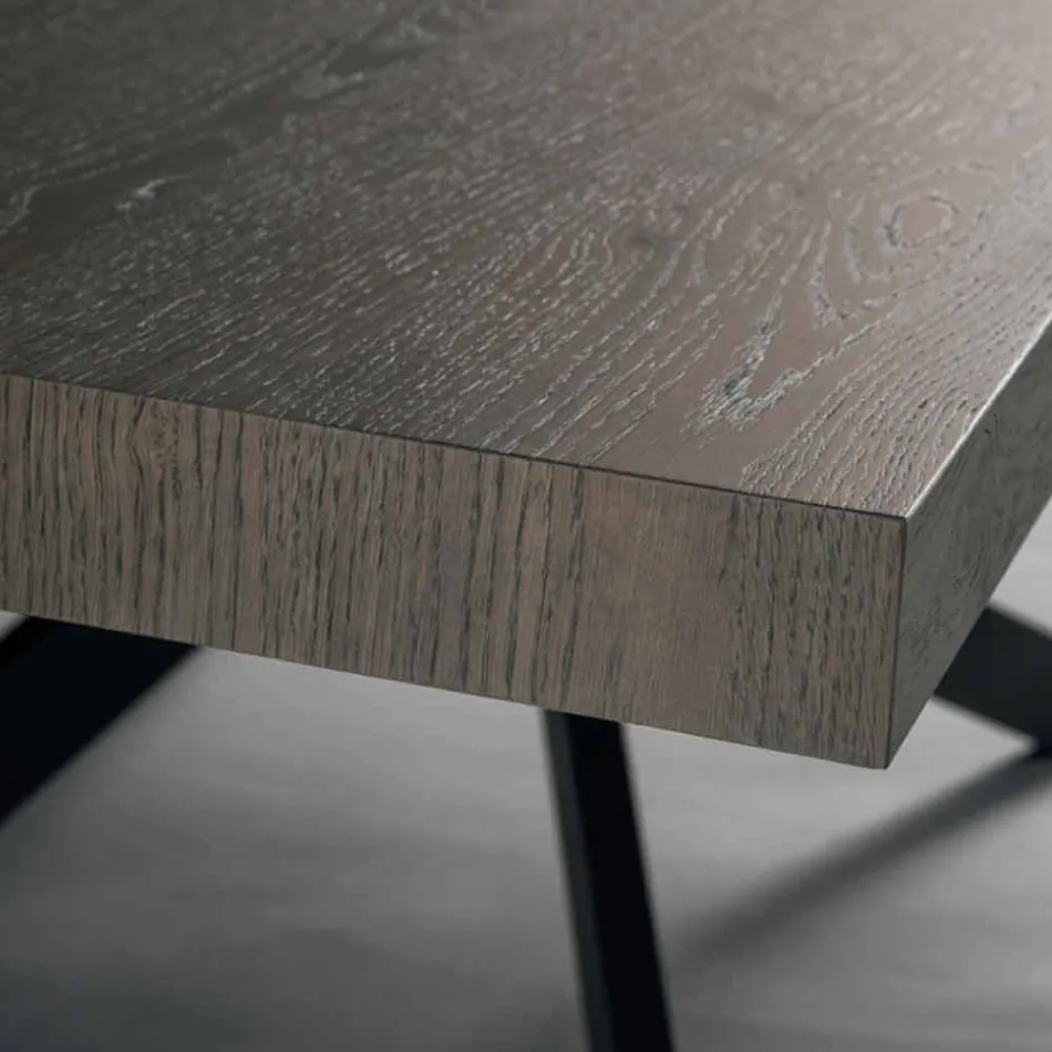 Design eettafel in eik en metaal gemaakt in Italië Oncino Viadurini