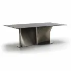 Design eettafel van rookglas en geolied essenhout Made in Italy - Croma Viadurini