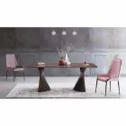 Moderne design eettafel in gres en essen gemaakt in Italië - Charol Viadurini