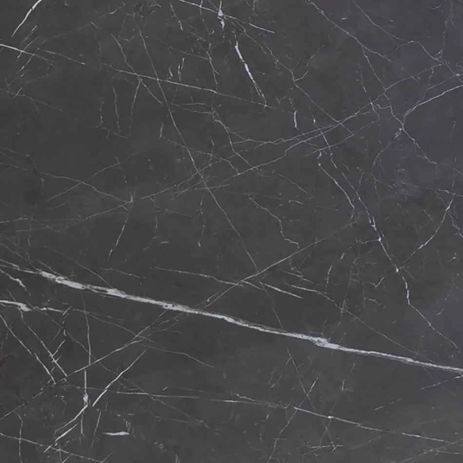 Elliptische eettafel in staal en gepolijst keramiek Florim - Gelsino Viadurini