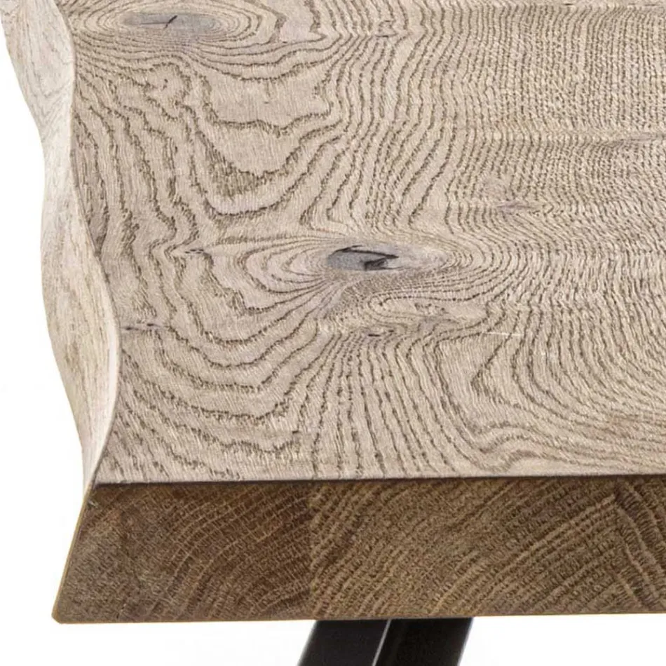 Vaste eettafel met metalen onderstel en eiken gefineerd blad - Termoli Viadurini