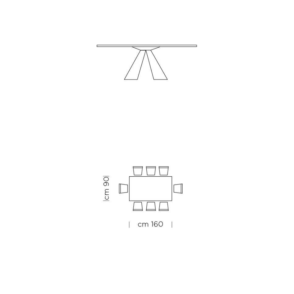 Gefineerde eettafel met stalen onderstel Made in Italy - Dalmatian Viadurini