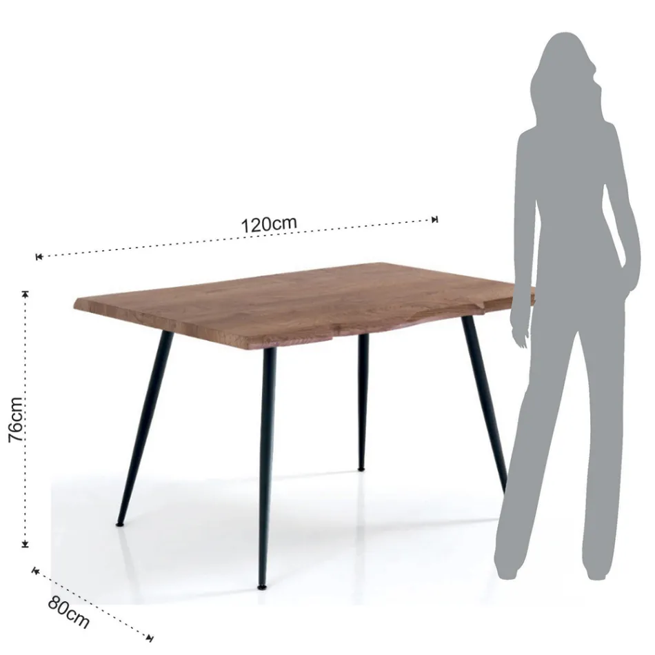 Stalen eettafel met Mdf-blad in eiken afwerking - Gherardo Viadurini
