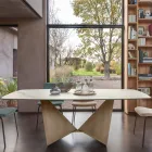 Eettafel in 3 mm keramiek en metalen onderstel Made in Italy - Pioenroos Viadurini