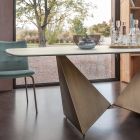 Eettafel in 3 mm keramiek en metalen onderstel Made in Italy - Pioenroos Viadurini