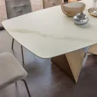 Eettafel in 3 mm keramiek en metalen onderstel Made in Italy - Pioenroos Viadurini