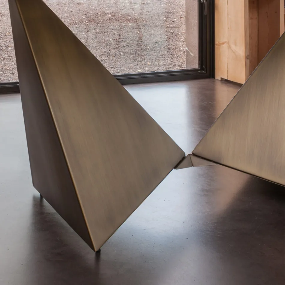 Eettafel in 3 mm keramiek en metalen onderstel Made in Italy - Pioenroos Viadurini