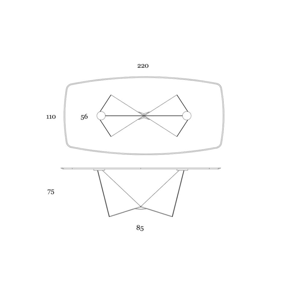 Eettafel in 3 mm keramiek en metalen onderstel Made in Italy - Pioenroos Viadurini