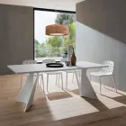 Eettafel in Fenix en geverfd metaal Made in Italy - Dotto Viadurini
