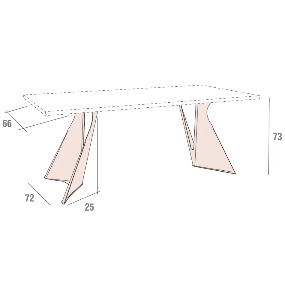 Eettafel in Fenix en geverfd metaal Made in Italy - Dotto Viadurini