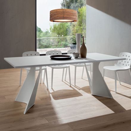 Eettafel in Fenix en geverfd metaal Made in Italy - Dotto Viadurini