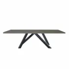 Eettafel in grijze Fenix en gelakt staal Made in Italy - Settimmio Viadurini