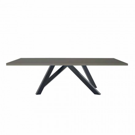 Eettafel in grijze Fenix en gelakt staal Made in Italy - Settimmio Viadurini