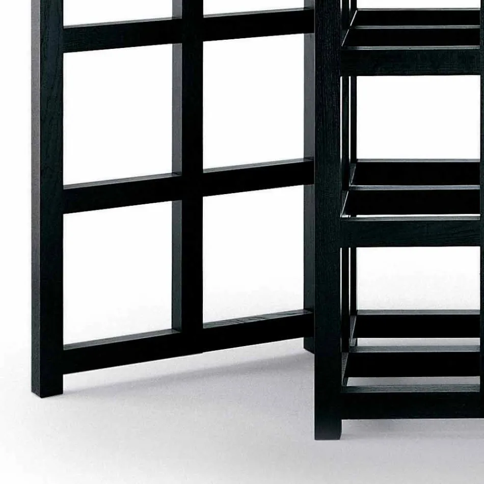 Zwart geverfde essen eettafel gemaakt in Italië - Sabatino Viadurini