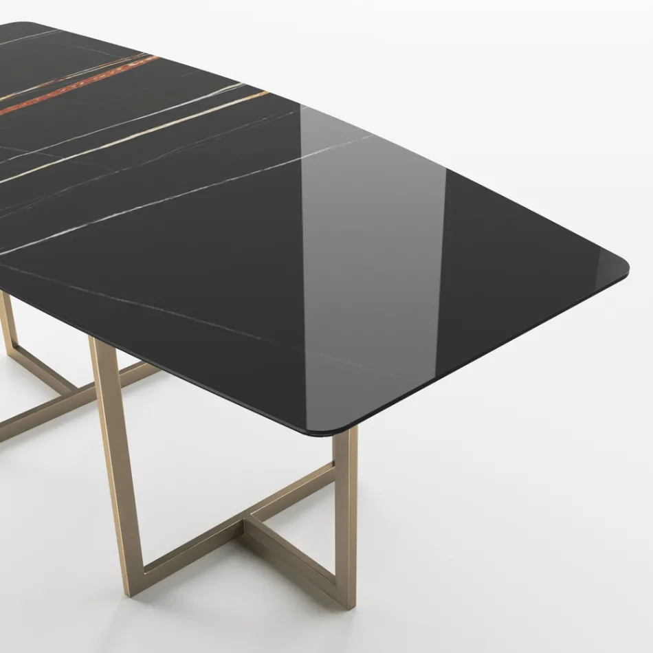 Eettafel in porseleinen aardewerk en metaal Made in Italy - Emilio Viadurini