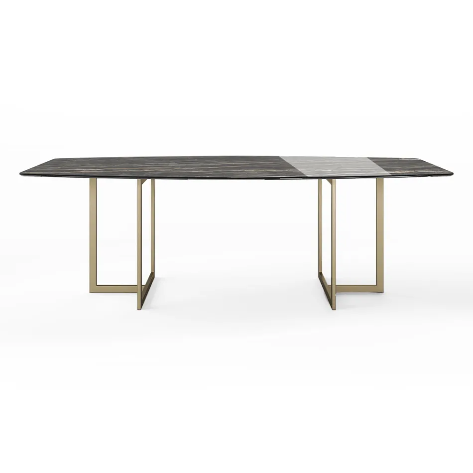 Eettafel in porseleinen aardewerk en metaal Made in Italy - Emilio Viadurini