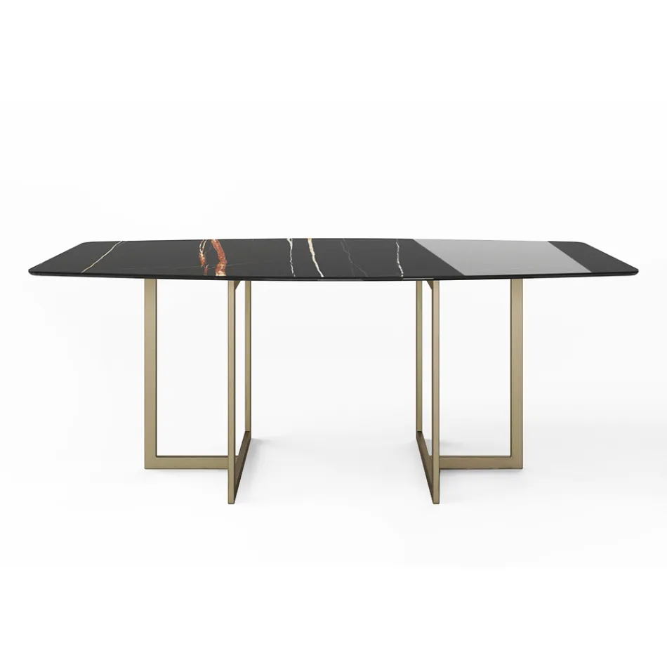 Eettafel in porseleinen aardewerk en metaal Made in Italy - Emilio Viadurini