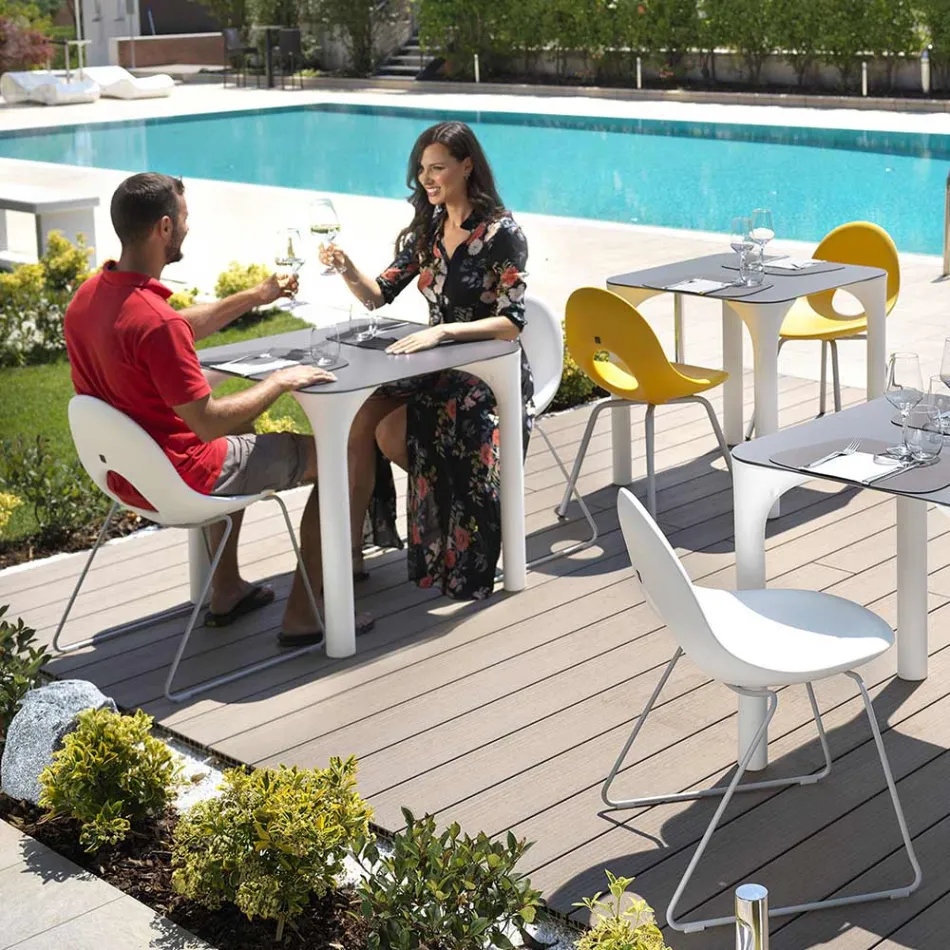 Hpl eettafel met polyethyleen poten Made in Italy - Glen Viadurini