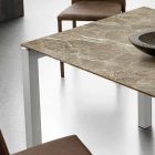 Eettafel in Hpl-marmer en aluminiumeffect Made in Italy - Monolith Viadurini