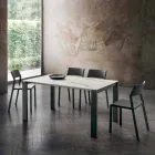 Eettafel in Hpl-marmereffect en gelakt metaal Made in Italy - Jupiter Viadurini
