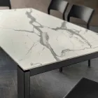 Eettafel in Hpl-marmereffect en gelakt metaal Made in Italy - Jupiter Viadurini