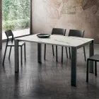 Eettafel in Hpl-marmereffect en gelakt metaal Made in Italy - Jupiter Viadurini