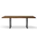 Eettafel in gefineerd hout en gehamerd staal Made in Italy - Strappo